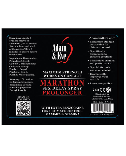 Adam & Eve Marathon Sex Delay Spray Maximum Strength - 2oz