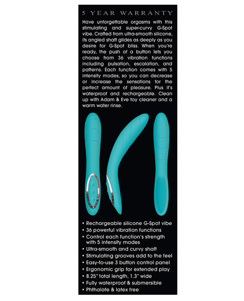 Adam & Eve G Gasm Curve Rechargeable Vibrator - Teal