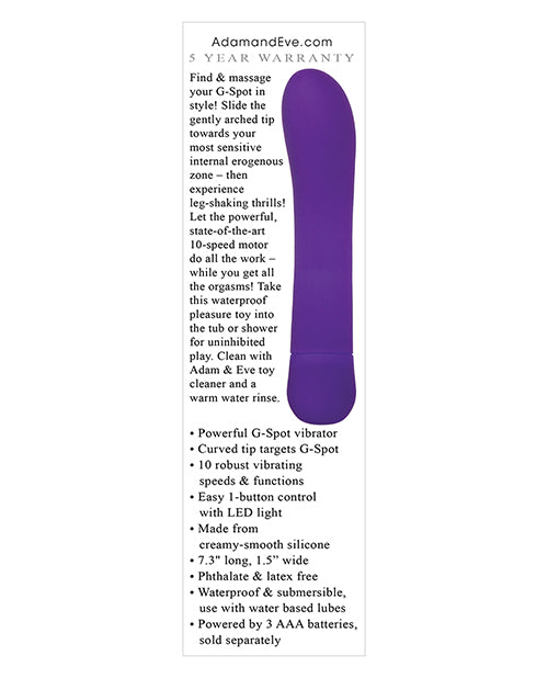 Adam & Eve Eve's Orgasmic G Silicone Vibrator - Purple