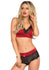 2 Pc. Lace Trimmed Spandex Bralette & Brazilian Back Boy Shorts - - Red/ Black