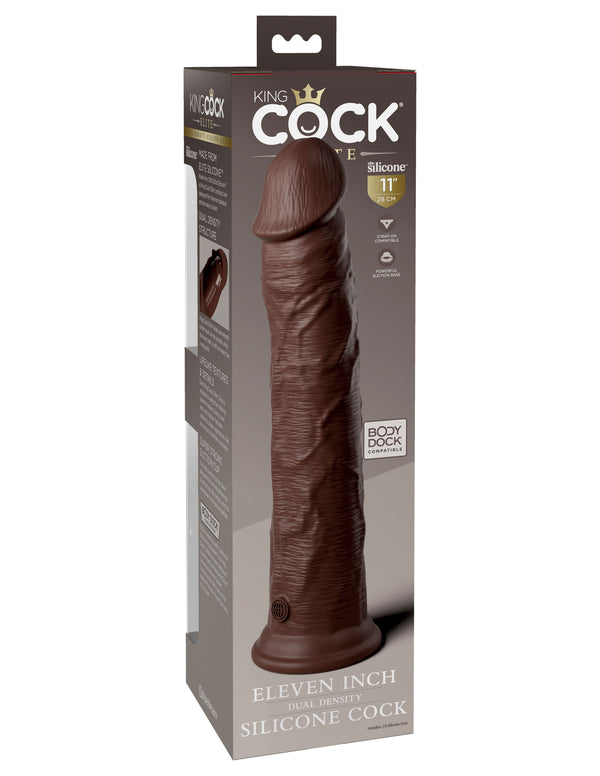 King Cock Elite 11 Inch Silicone Dual Density Cock - Brown